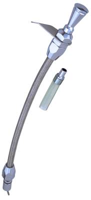 Trans-Dapt Performance - Trans-Dapt 8138 Alu. Trans. Dipstick 16.5"Braided Tube for PushIn Style GM TH350