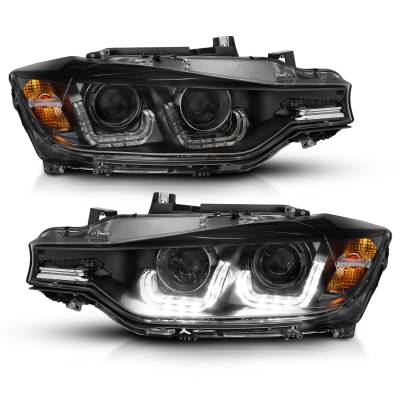Anzo USA - Anzo USA Projector Headlight Set w/U-Bar Halo Black BMW 3-Series 121504