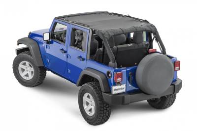 MasterTop - MasterTop 14220401 BLK Mesh Bimini Top ShadeMaker Plus for 07-18 Wrangler JK 4DR