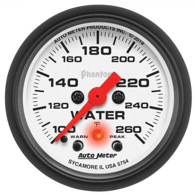 AutoMeter - AutoMeter 5754 Phantom Electric Water Temp w/Peak & Warn 100-260-DEG F 2-1/16"