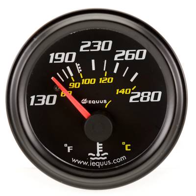 Equus - Equus E6232 Gauge Water Temp 2" 130-28F 90 Sweep Mech Black 6000 Series