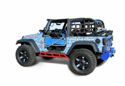 Steinjager - Steinjager Bare Knuckles Rock Sliders Red Baron for Wrangler JK 2DR J0044822