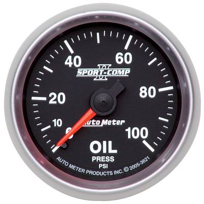AutoMeter - AutoMeter 3621 Mechanical Sport-Comp II Oil Pressure Gauge 0-100PSI 2-1/16"