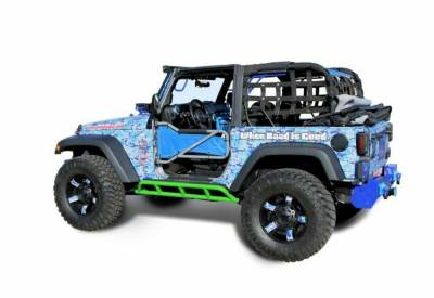 Steinjager - Steinjager Bare Knuckles Rock Sliders-Neon Green for Wrangler JK 2DR J0044826