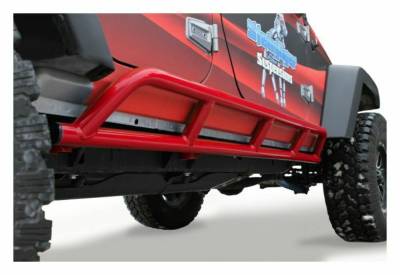 Steinjager - Steinjager Bare Knuckles Rock Sliders Red Baron for Wrangler JK 4DR J0043923