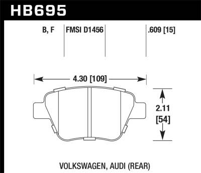 Hawk Performance - Hawk Performance HPS 5.0 High Performance Street Brake Pads HB695B.609