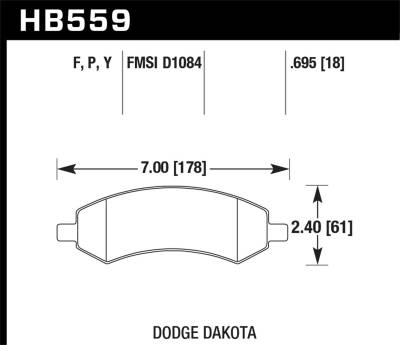 Hawk Performance - Hawk Performance HPS High Performance Street Brake Pads HB559F.695