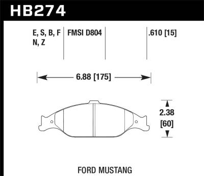 Hawk Performance - Hawk Performance HPS High Performance Street Brake Pads HB274F.610