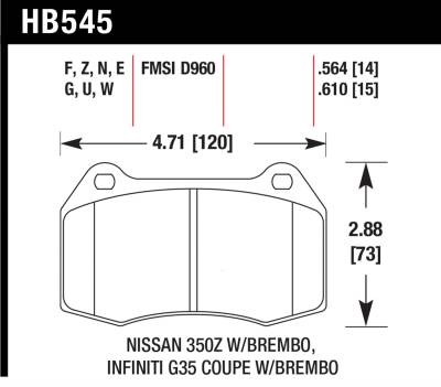 Hawk Performance - Hawk Performance DTC-60 Motorsports Brake Pads HB545G.564