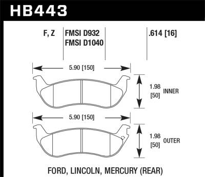 Hawk Performance - Hawk Performance HPS High Performance Street Brake Pads HB443F.614