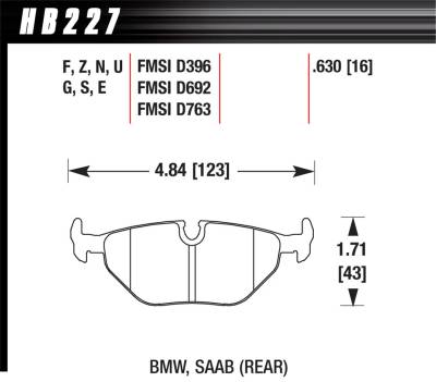 Hawk Performance - Hawk Performance HPS HB227B.630 5.0 High Performance Street Brake Pads