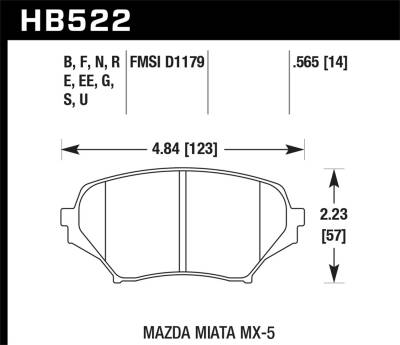 Hawk Performance - Hawk Performance Blue 9012 Motorsports Brake Pads HB522E.565