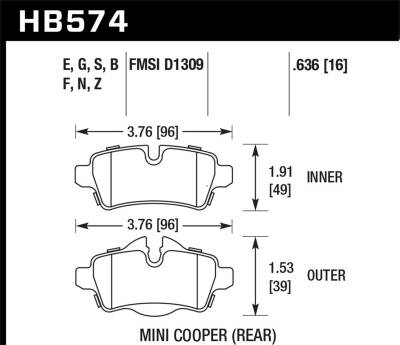 Hawk Performance - Hawk Performance HPS 5.0 High Performance Street Brake Pads HB574B.636