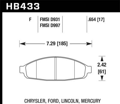 Hawk Performance - Hawk Performance HPS High Performance Street Brake Pads HB433F.654