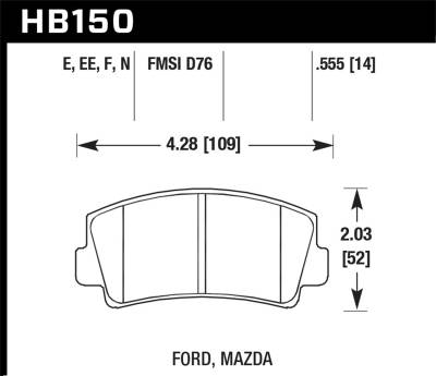 Hawk Performance - Hawk Performance HPS High Performance Street Brake Pads HB150F.555