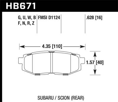 Hawk Performance - Hawk Performance DTC-70 Motorsports Brake Pads HB671U.628