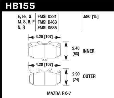 Hawk Performance - Hawk Performance HPS High Performance Street Brake Pads HB155F.580