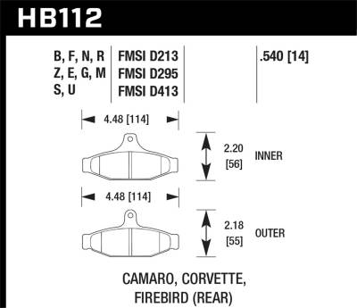 Hawk Performance - Hawk Performance HPS High Performance Street Brake Pads HB112F.540