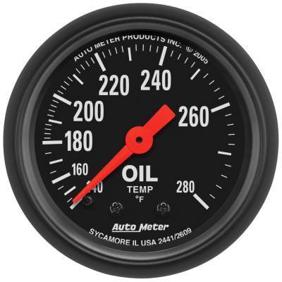 AutoMeter - AutoMeter 2609 Z-Series Oil Temperature Gauge 140-280-DEG F 2-1/16" Full Sweep