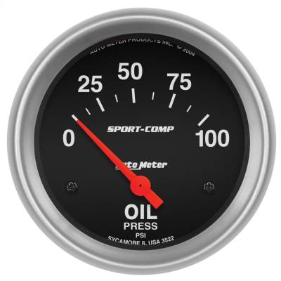 AutoMeter - AutoMeter 3522 Sport-Comp Air Core Oil Pressuge Gauge 0-100 PSI 2-5/8"
