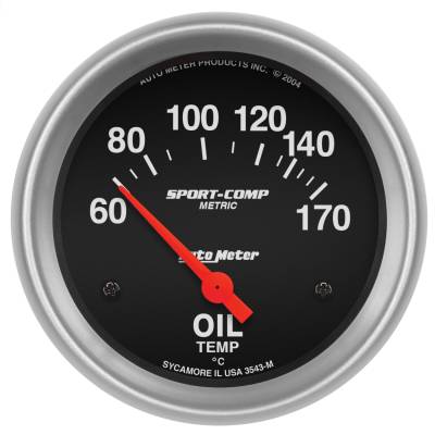 AutoMeter - AutoMeter 3543-M Sport-Comp Air Core Oil Temperature Gauge 60-170 C 2-5/8"