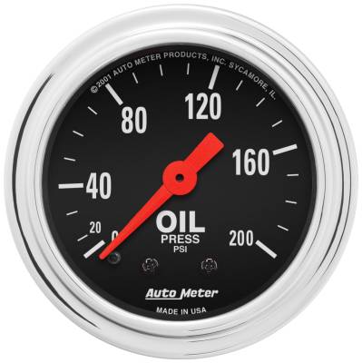 AutoMeter - AutoMeter 2422 Traditional Chrome Mech Oil Pressure Gauge 0-200PSI 2-1/16"
