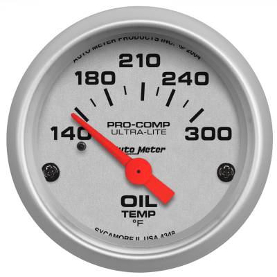 AutoMeter - AutoMeter 4348 Ultra-Lite Electric Oil Temperature Gauge 140-300 °F 2-1/16"