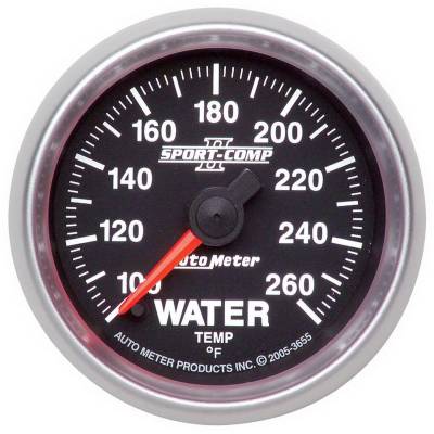 AutoMeter - AutoMeter 3655 Sport-Comp II Water Temperature Gauge 100-260-DEG F 2-1/16"