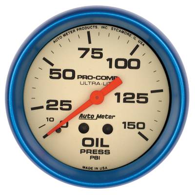 AutoMeter - AutoMeter 4523 Ultra-Nite Mechanical Oil Pressure Gauge 0-150PSI 2-5/8"