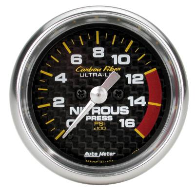 AutoMeter - AutoMeter 4774 Carbon Fiber Nitrous Pressure 0-1600PSI 2-1/16" Stepper Motor