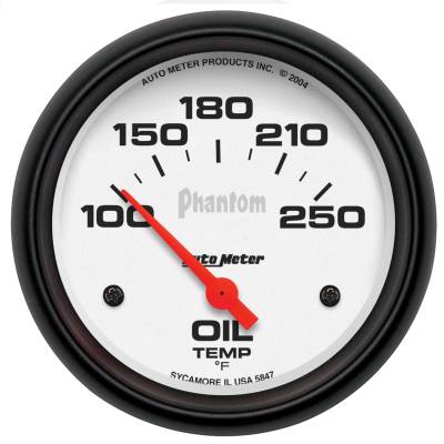AutoMeter - AutoMeter 5847 Phantom Electric Oil Temperature Gauge 100-250-DEG F 2-5/8"