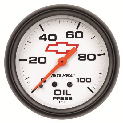 AutoMeter - AutoMeter 5821-00406 Oil Pressure Gauge 0-100PSI 2-5/8" for Chevy Red Bowtie