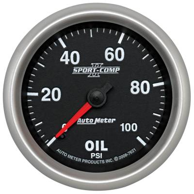 AutoMeter - AutoMeter 7621 Sport-Comp II Oil Pressure Gauge 2-5/8" Full Sweep