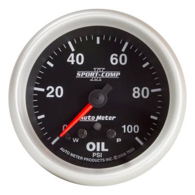 AutoMeter - AutoMeter 7653 Sport-Comp II Oil Press w/Peak/Warn 0-100PSI 2-5/8" Stepper Motor