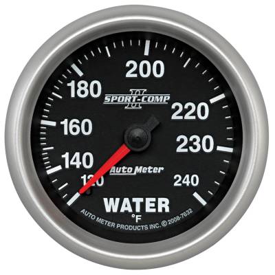 AutoMeter - AutoMeter 7632 Sport-Comp II Mechanical Water Temp Gauge 120-240-DEG F/6' 2-5/8"