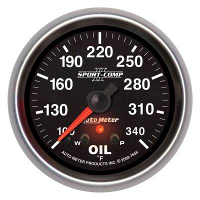 AutoMeter - AutoMeter 7656 Sport-Comp II Oil Temp Peak/Warn 100-340F 2-5/8" Stepper Motor