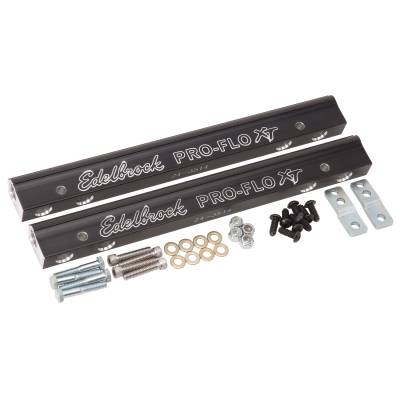 Edelbrock - Edelbrock 3627 Fuel Rail Kit for Small-Block Chevy -6 AN Black Finish