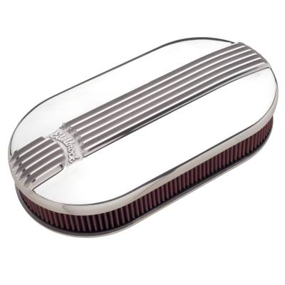 Edelbrock - Edelbrock 4119 Pro-Flo Polished Large Oval Air Cleaner Dual-Quads 2.4" Cotton