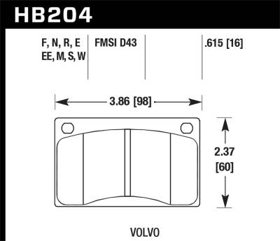Hawk Performance - Hawk Performance Black Motorsports Brake Pads HB204M.615