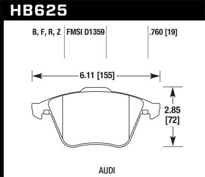 Hawk Performance - Hawk Performance HPS 5.0 High Performance Street Brake Pads HB625B.760