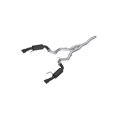 MBRP Exhaust - MBRP Exhaust S7274BLK Black 3" Cat-Back Dual Split Exit w/Muffler 15-26 Mustang