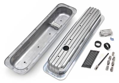 Trans-Dapt Performance - Trans-Dapt 6607 Alu. Finned Style Retro Valve Cover Short 87-99 Chevy 5.0/5.7L