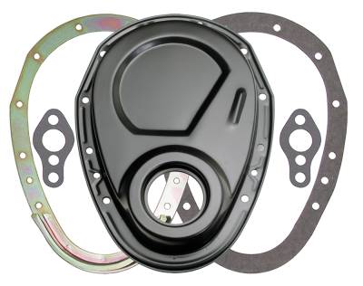 Trans-Dapt Performance - Trans-Dapt 8638 Asphalt Black Timing Chain Cover Set SB Chevy V8 2Pc Not for LT1
