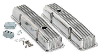 Trans-Dapt Performance - Trans-Dapt 6603 Alu. Finned Style Retro Valve Cover Short 58-86 Chevy 283-350