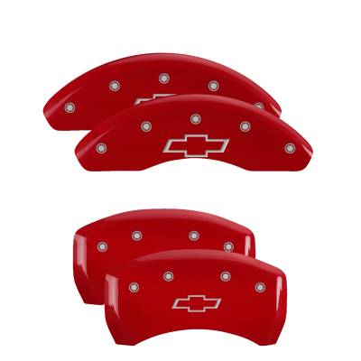 MGP Caliper Covers - MGP Caliper Covers 14224SBOWRD Front/Rear Bowtie logo Red for 04-12 Chevrolet