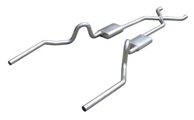 Pypes Performance Exhaust - Pypes SGA10SSR 2.5" Race Pro Dual Exhaust System w/X-Pipe for 64-72 A-Body