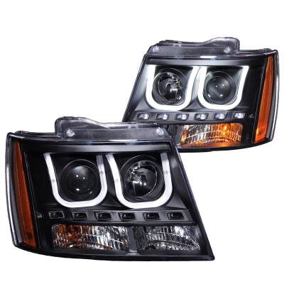 Anzo USA - Anzo USA 111273 Projector Headlight Set w/U-Bar Halo Black Tahoe/Suburban