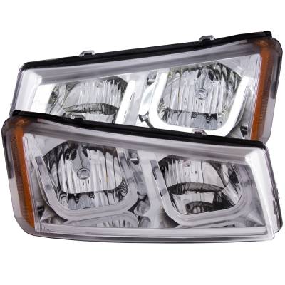 Anzo USA - Anzo USA Crystal Headlight Set w/U-Bar Halo Chrome Silverado/Avalanche 111313