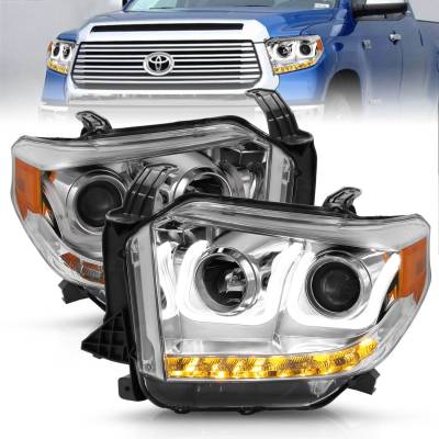 Anzo USA - Anzo USA 111319 Projector Headlight Set w/U-Bar Halo Chrome for 14-19 Tundra