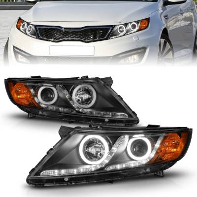 Anzo USA - Anzo USA 121460 Projector Headlight Set w/CCFL Halo Black for 11-15 Kia Optima